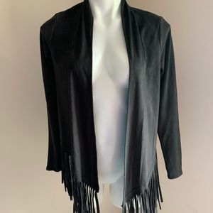 Rock & Republic faux suede fringe cardigan